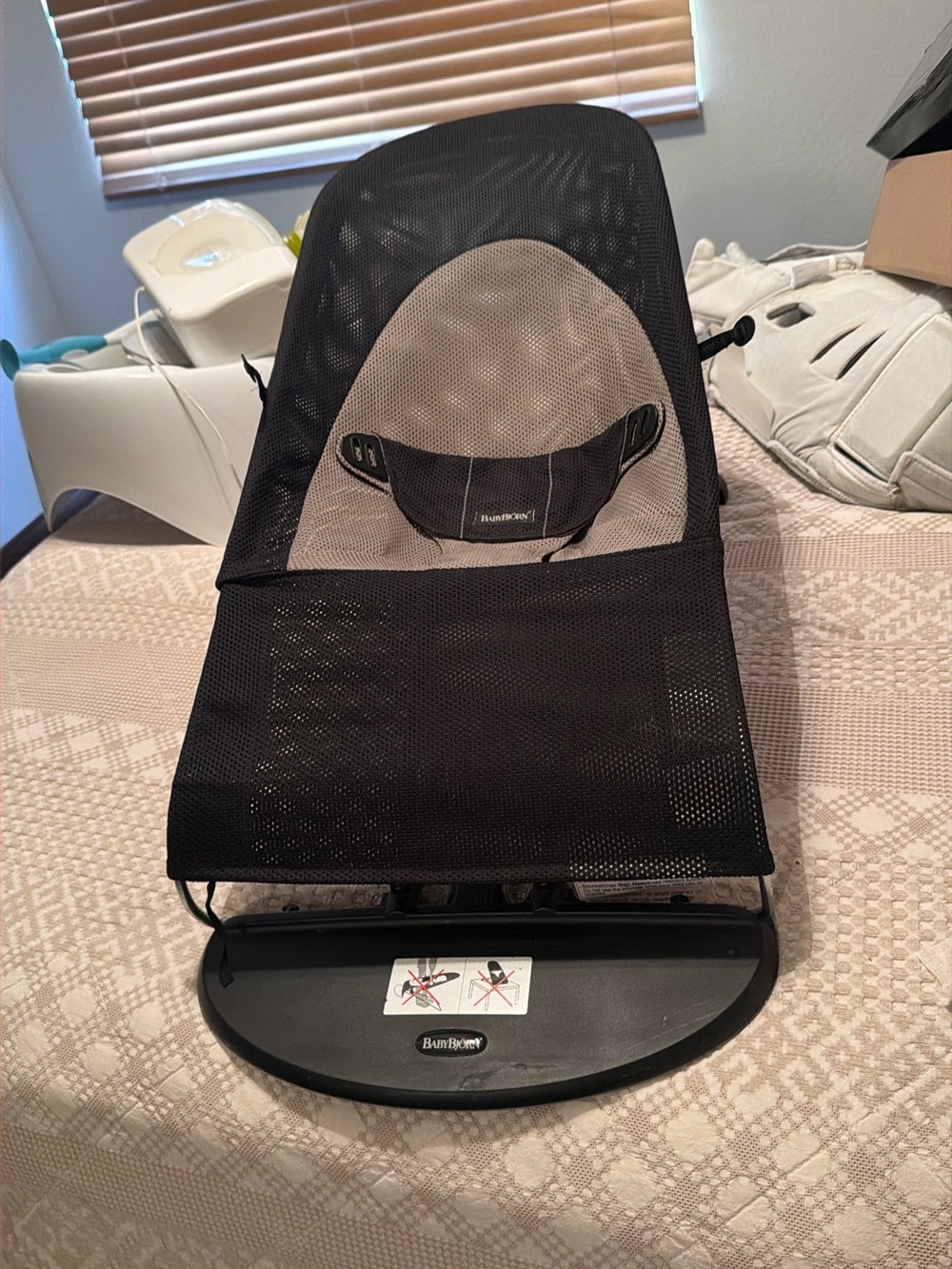 BabyBjorn Black and Gray Mesh Baby Bouncer